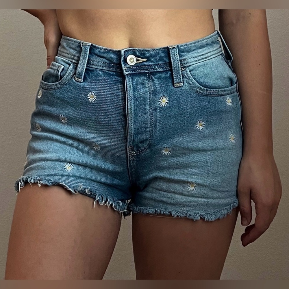 Hollister Shorts Embroidered Daisies Flowers